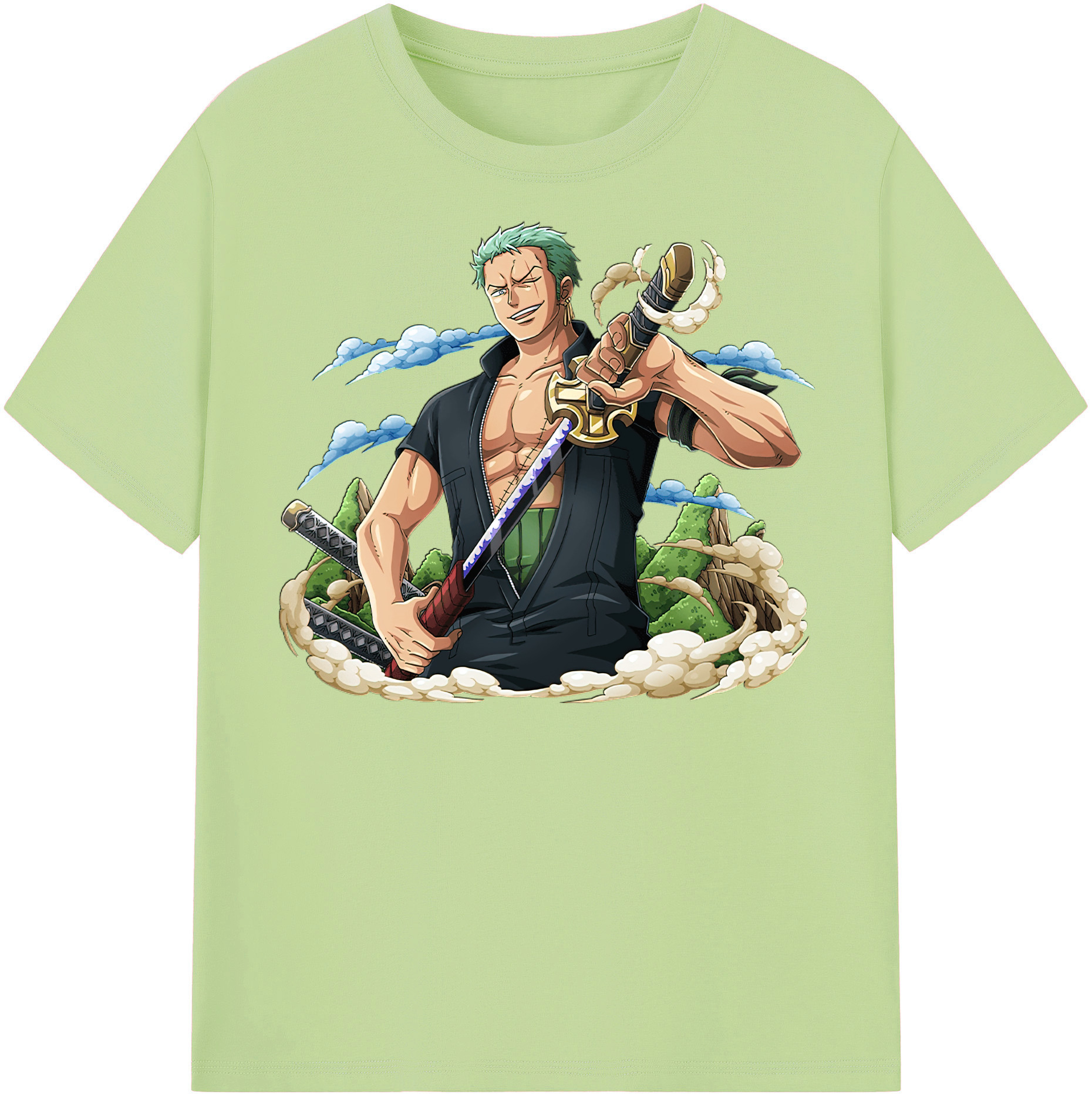 ワンピース ロロノア・ゾロ ONE PIECE Roronoa Zoro 綿100％半袖Tシャツ（フロントプリント）